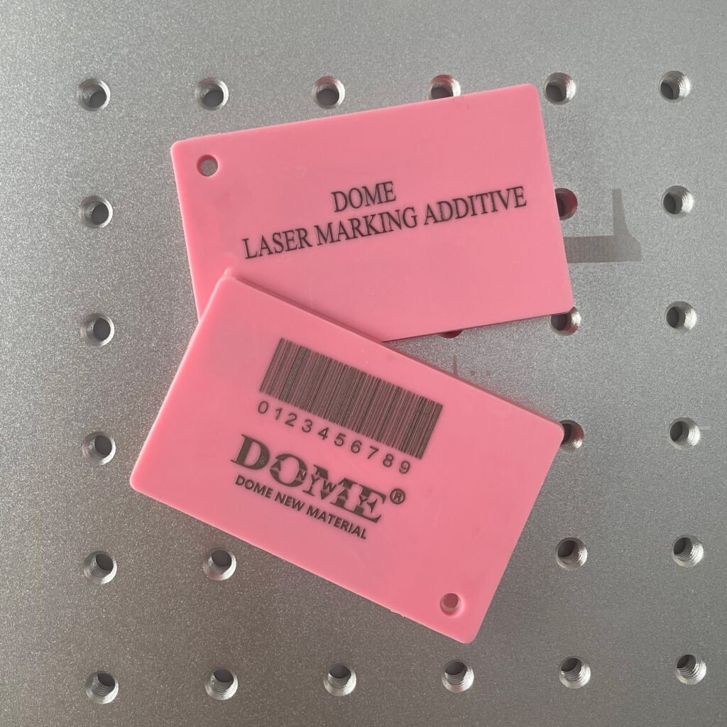 Black Laser Marking On Pink Polyethylene Molded Part- Laser Marking Additives for Polyethylene