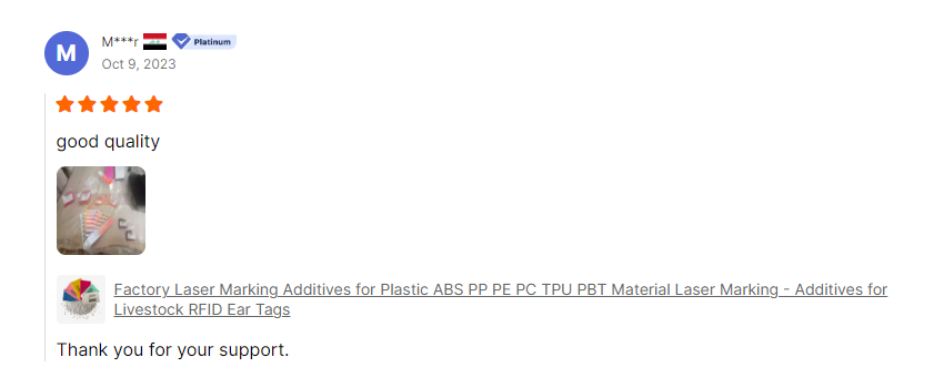 client testimonials for laser marking additives