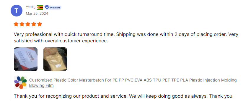 customer reviews for color masterbatches