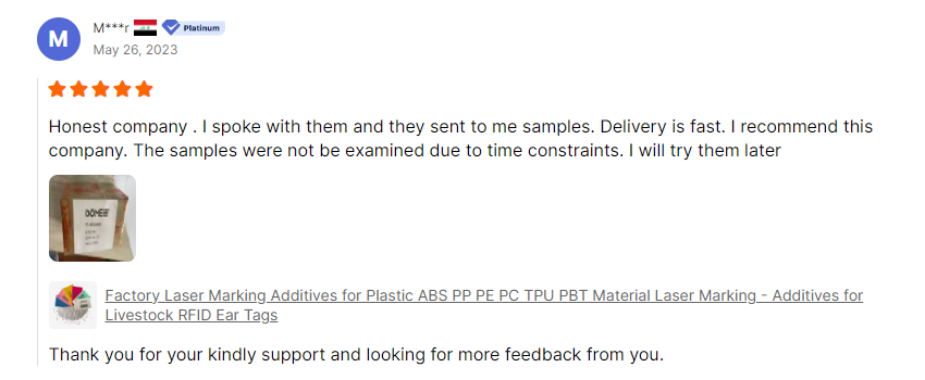 customer testimonials for laser additives