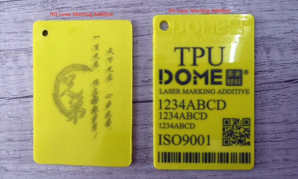 black laser marking by a fiber laser on tpu