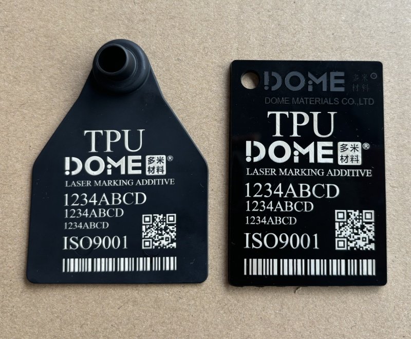 White Laser Marking On Black Molded TPU Ear Tags
