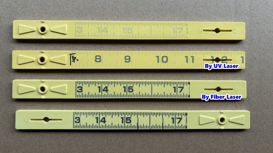 black laser marking on pa66 molded products by fiber laser vs by uv laser